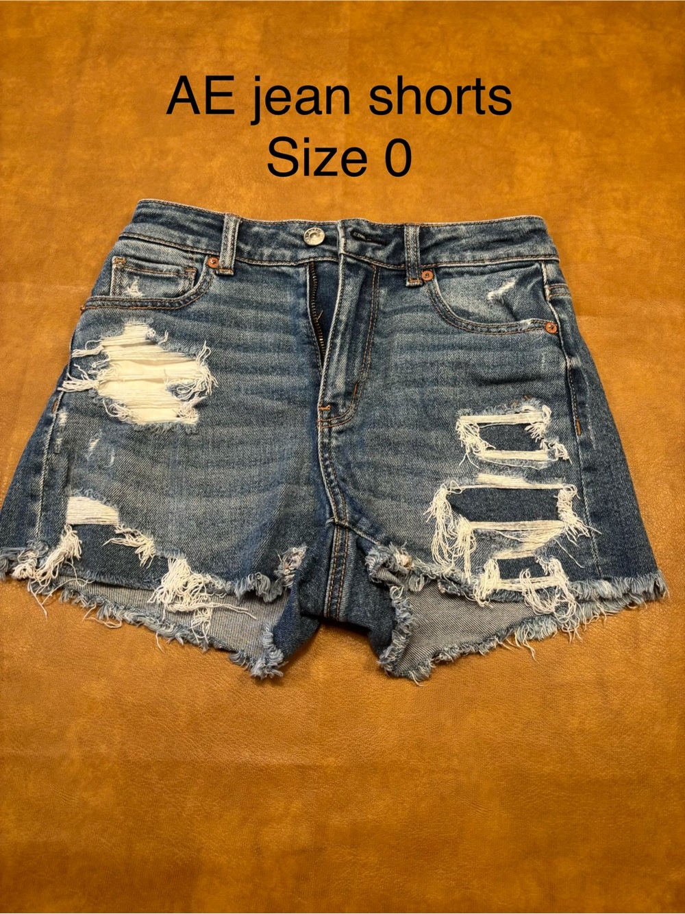 American Eagle Outfitters Distressed Dark Blue Denim Shorts